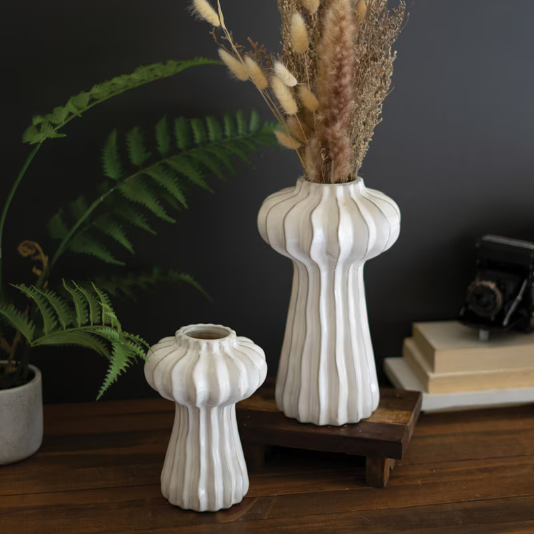 Set of 2 Organic Ruffle Vases