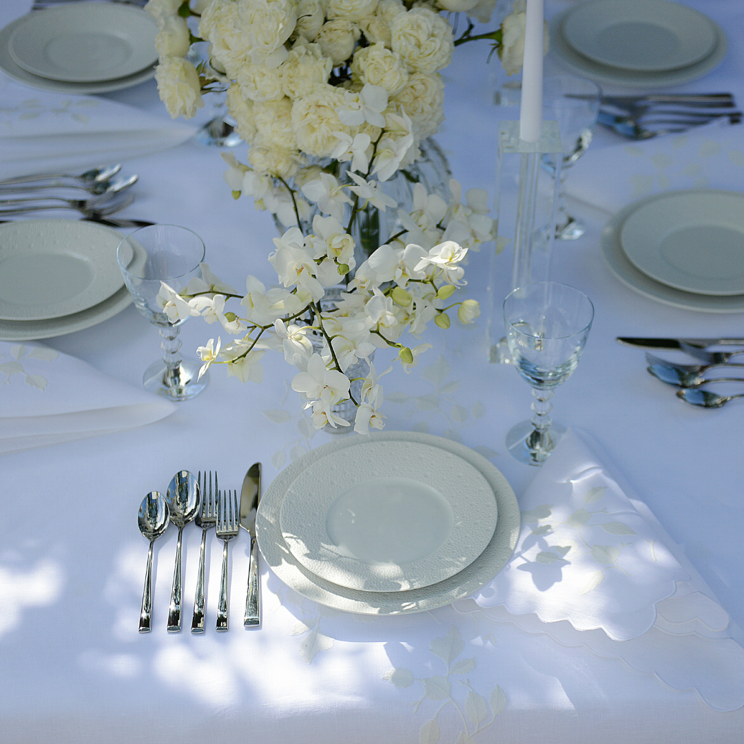 Embroidered Leaves Tablecloth