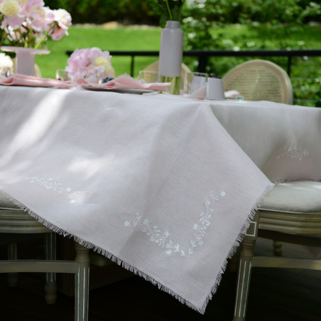 Pink Frayed Meadow Tablecloth