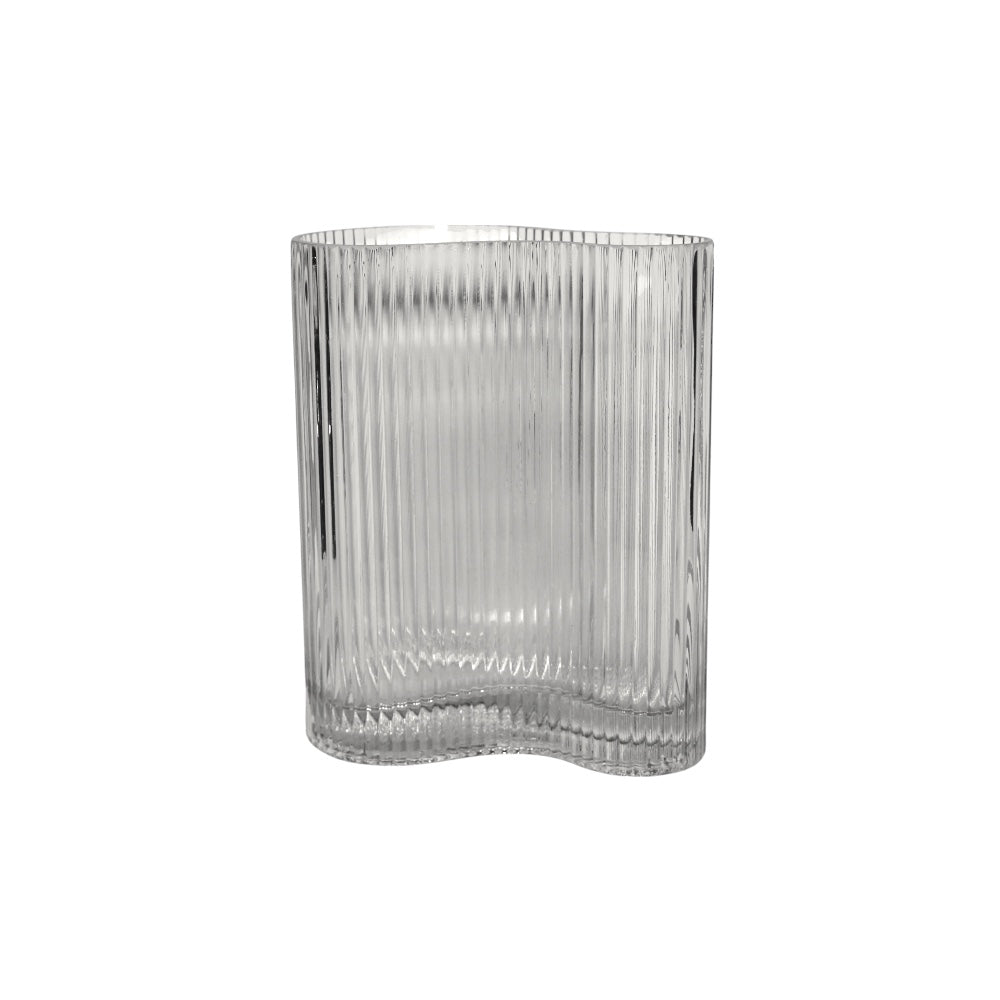 Clear Pleated Glass Vase