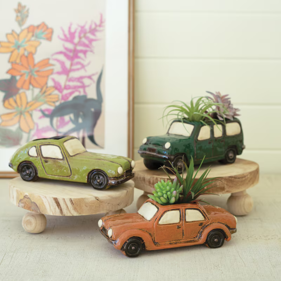 Set of 3 Ceramic Cars Planters