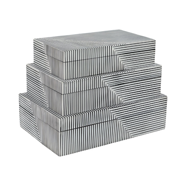 Pinstripe Boxes Set Of 3