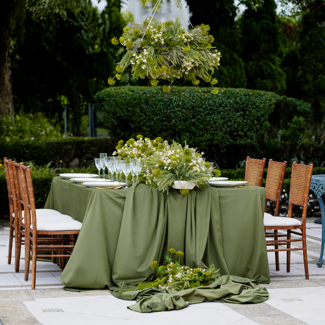 Floor Length Velveteen Cloth-Loden Green