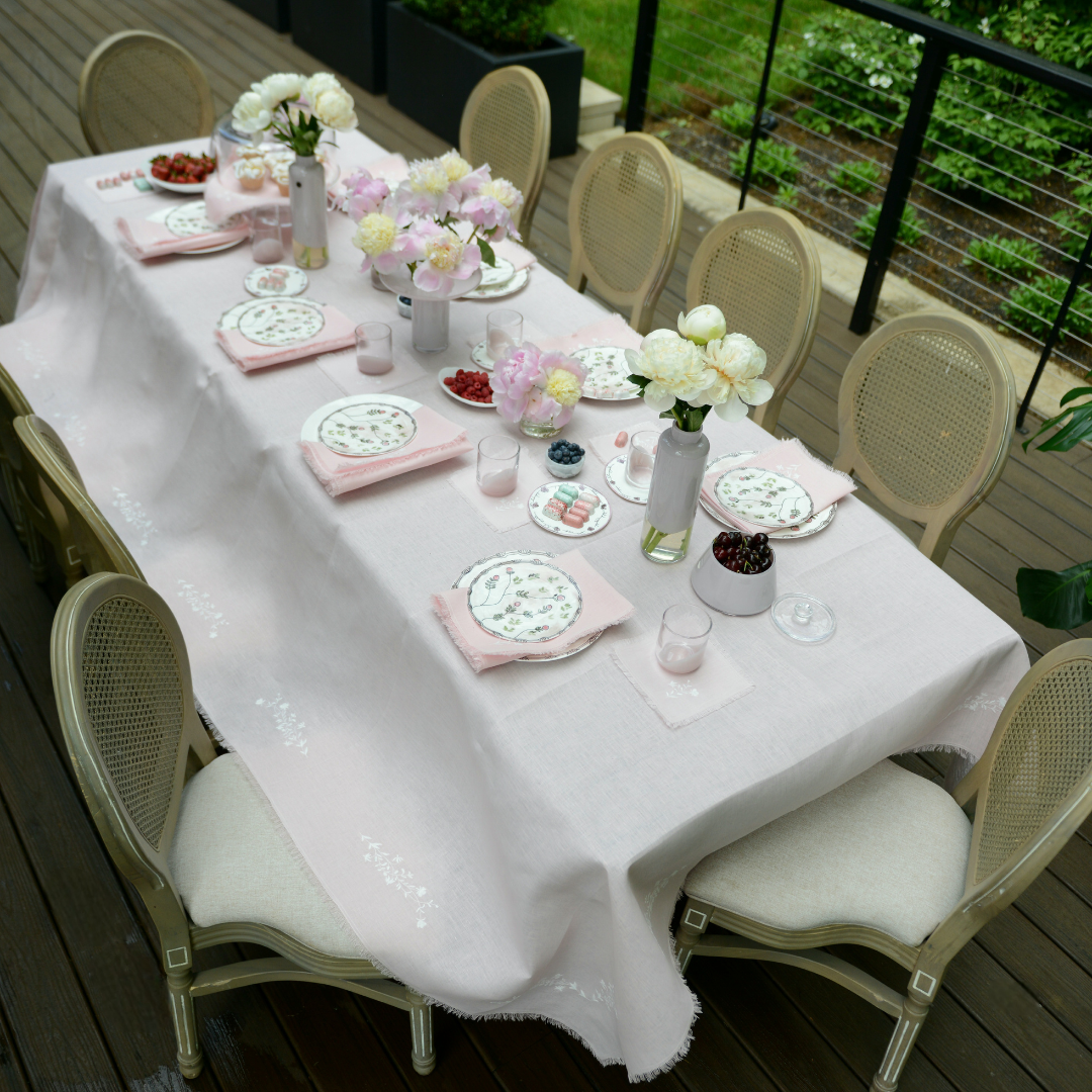 Pink Frayed Meadow Tablecloth