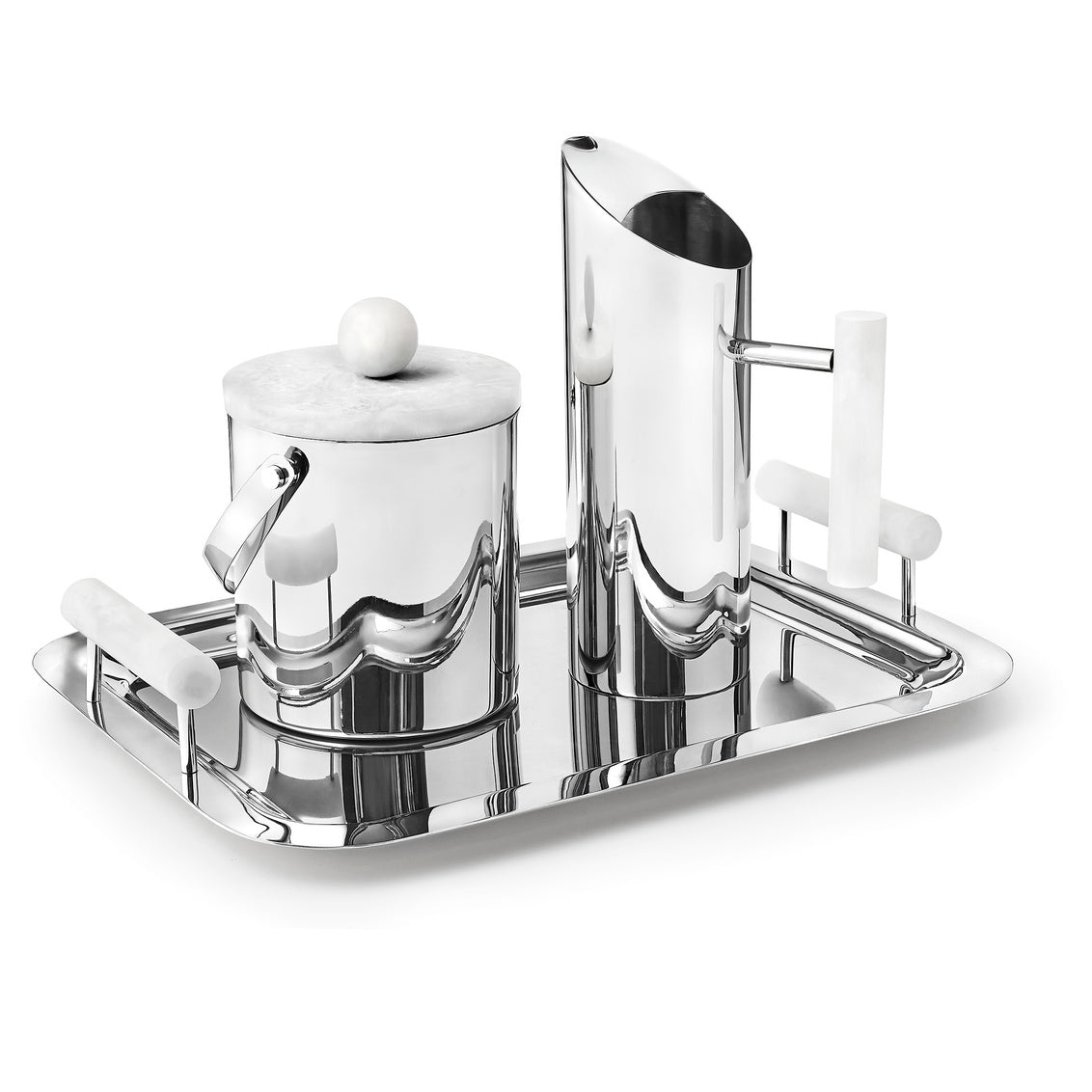 Azure Matte White Resin & Stainless Steel Tray