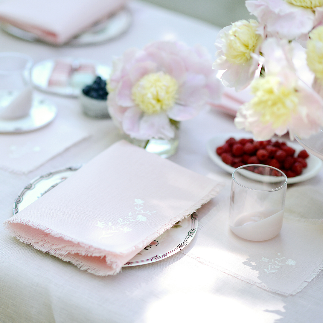 Pink Frayed Meadow Tablecloth