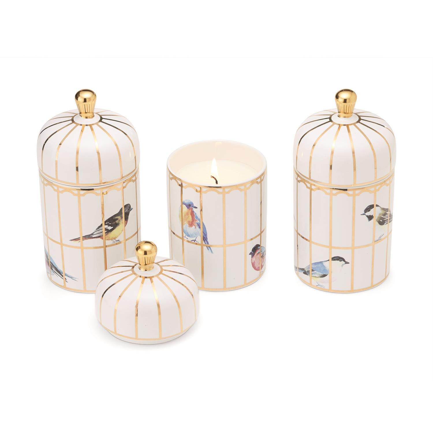 Gilded Cage Lidded Filled Candle with Lemon Verbena Scented Wax