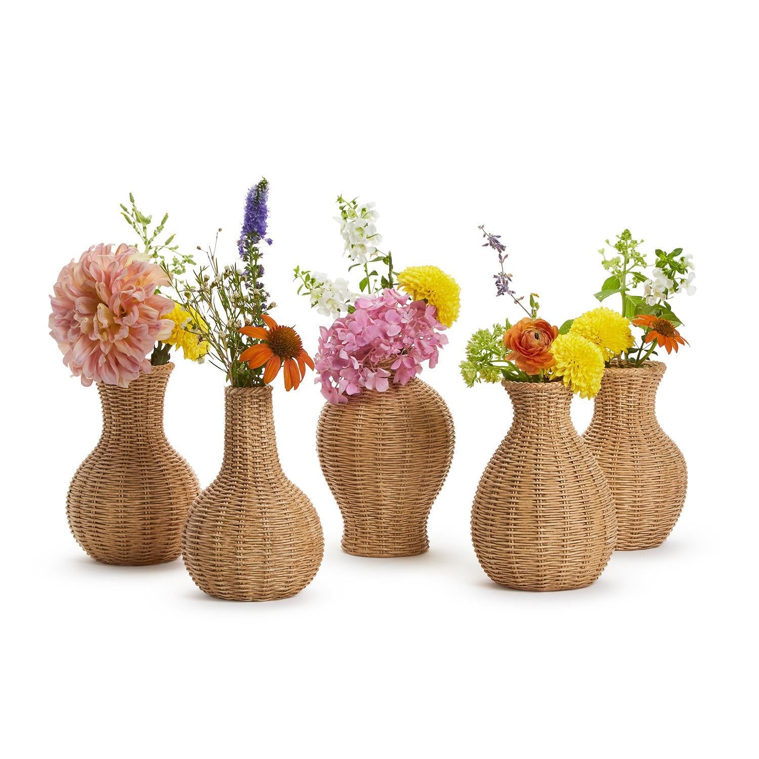 Natural Beauties Basket Weave Vase Set Of 5