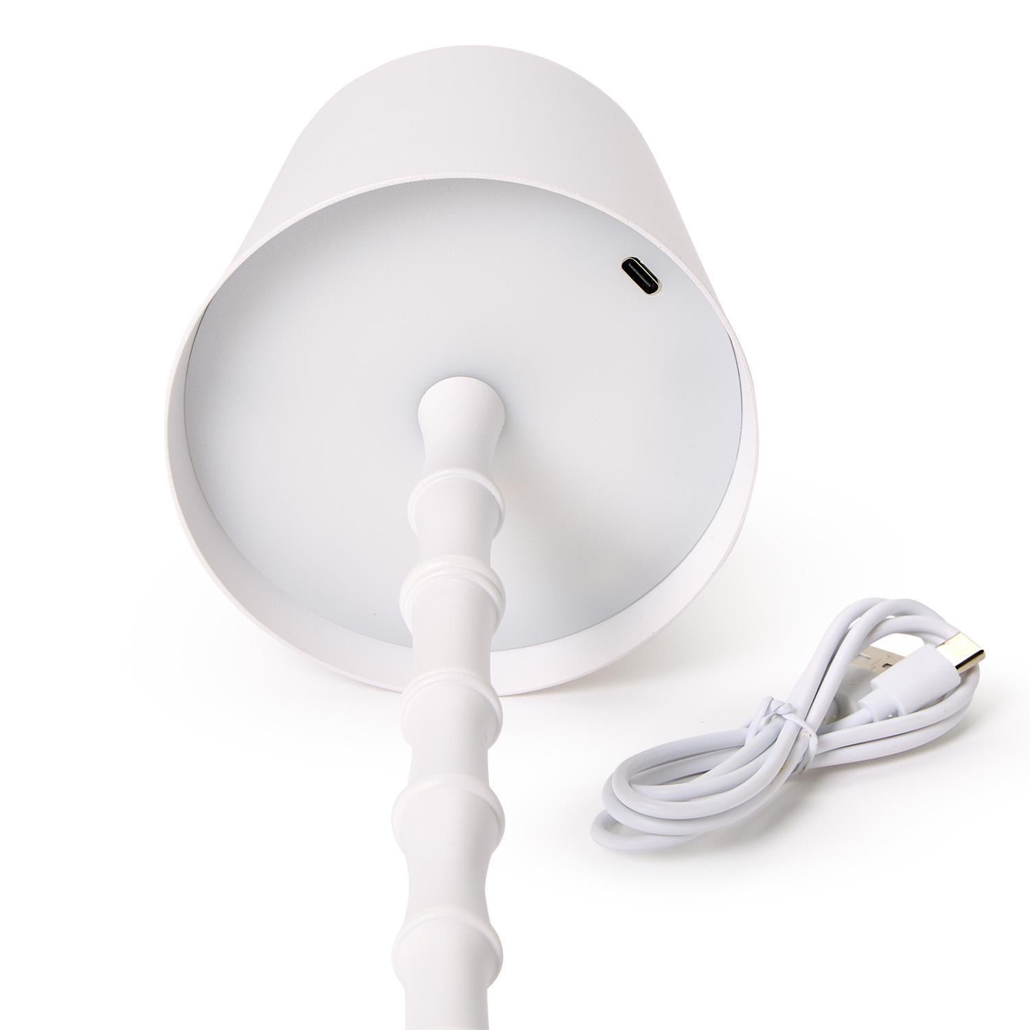 LED Portable Cordless White Bamboo Lamp in Gift Box
