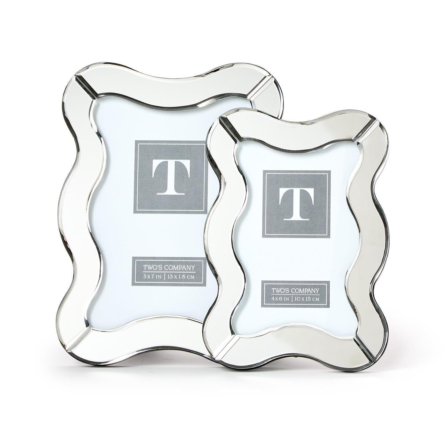 S/2 Scalloped Cut Mirror Photo Frames