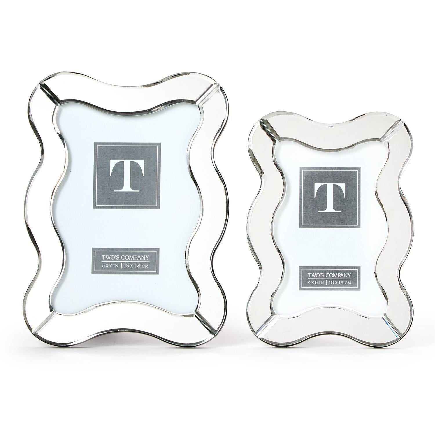 S/2 Scalloped Cut Mirror Photo Frames