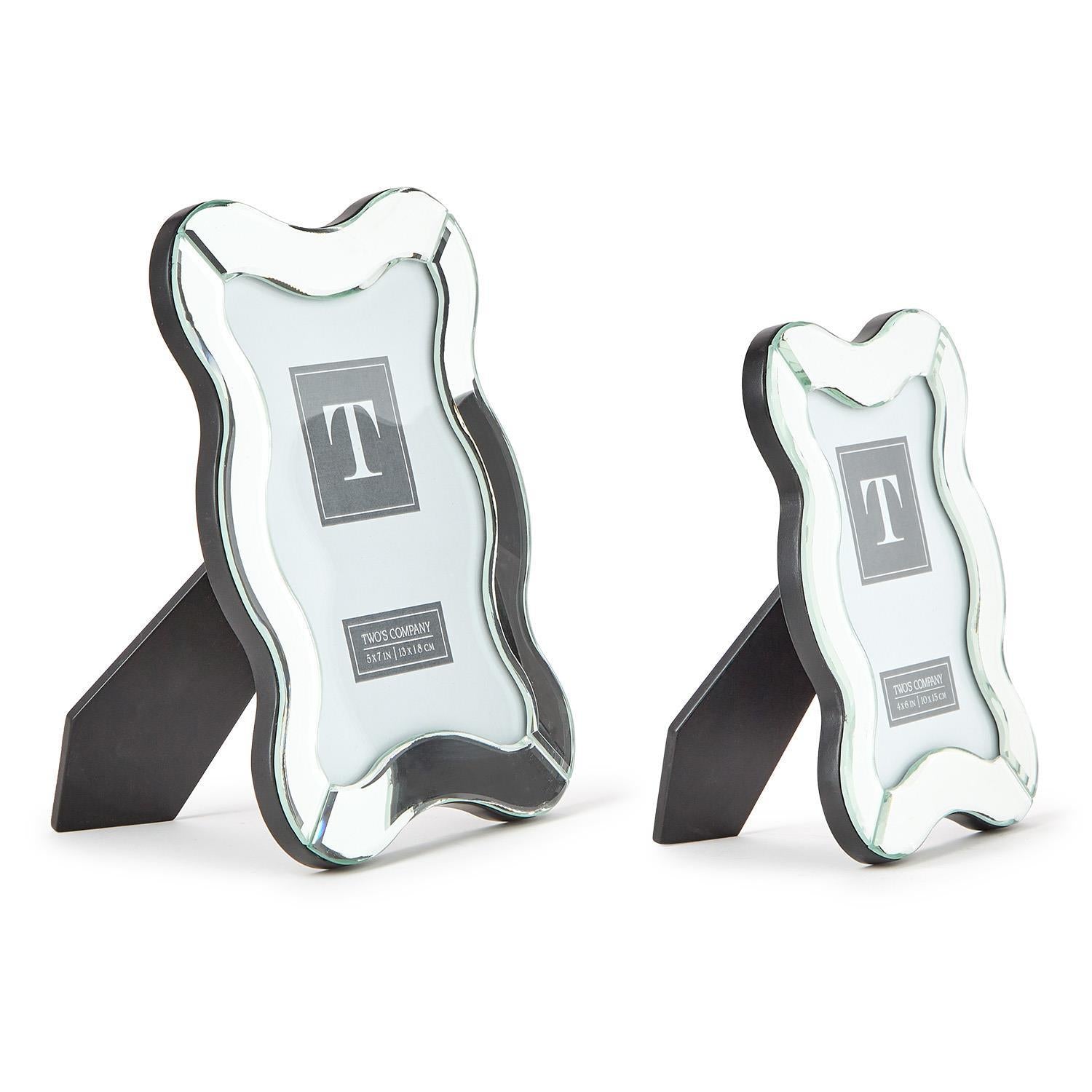 S/2 Scalloped Cut Mirror Photo Frames