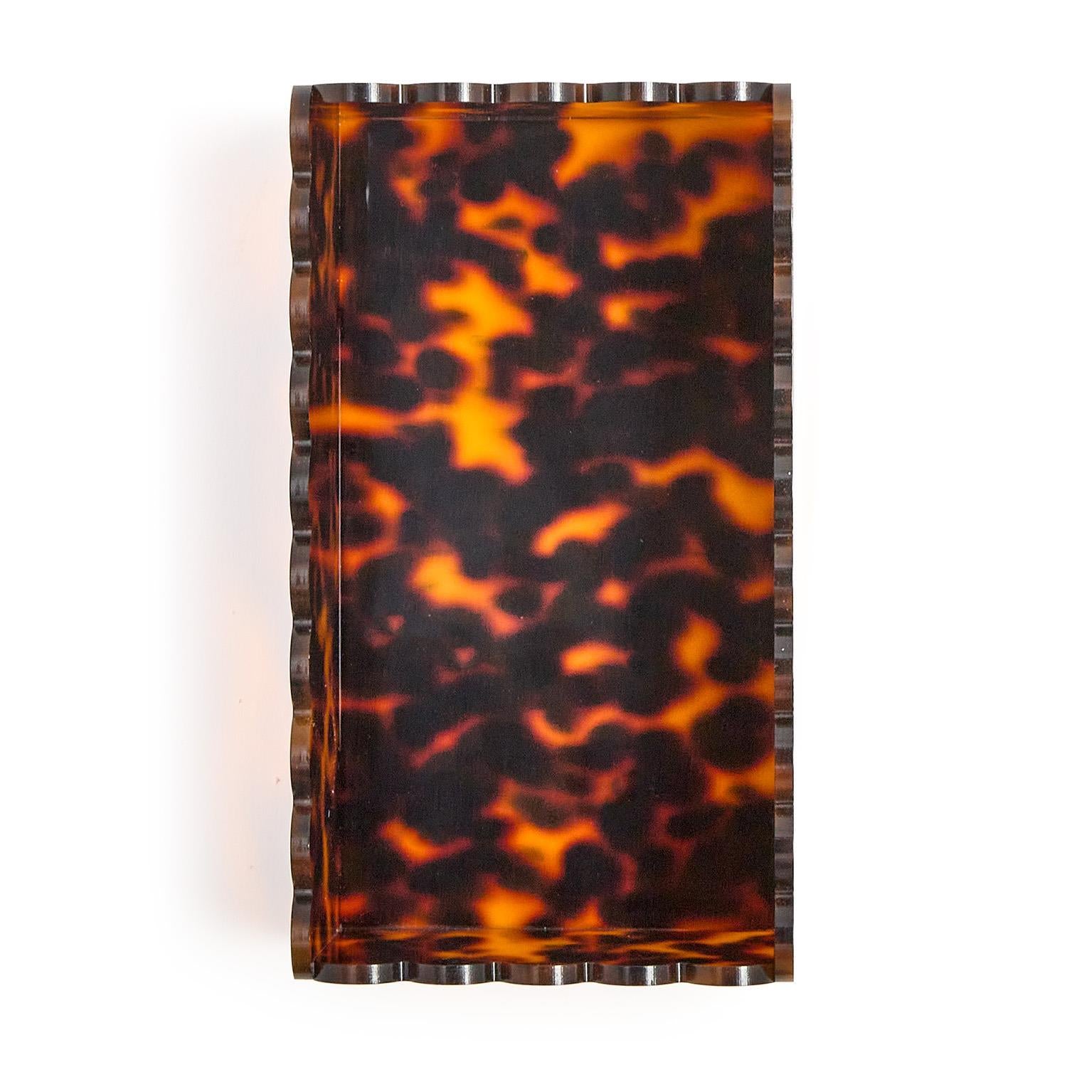 Tortoise Print Scalloped Edge Acrylic Guest Towel / Utensil Napkin Holder