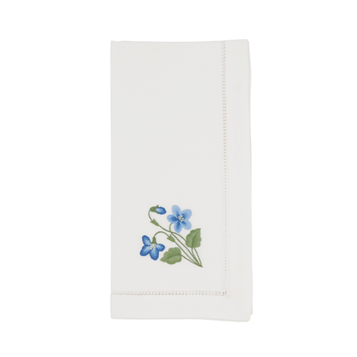 Embroidered Violet Hemstitch Napkin 6 Pack