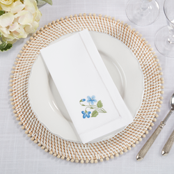 Embroidered Violet Hemstitch Napkin 6 Pack