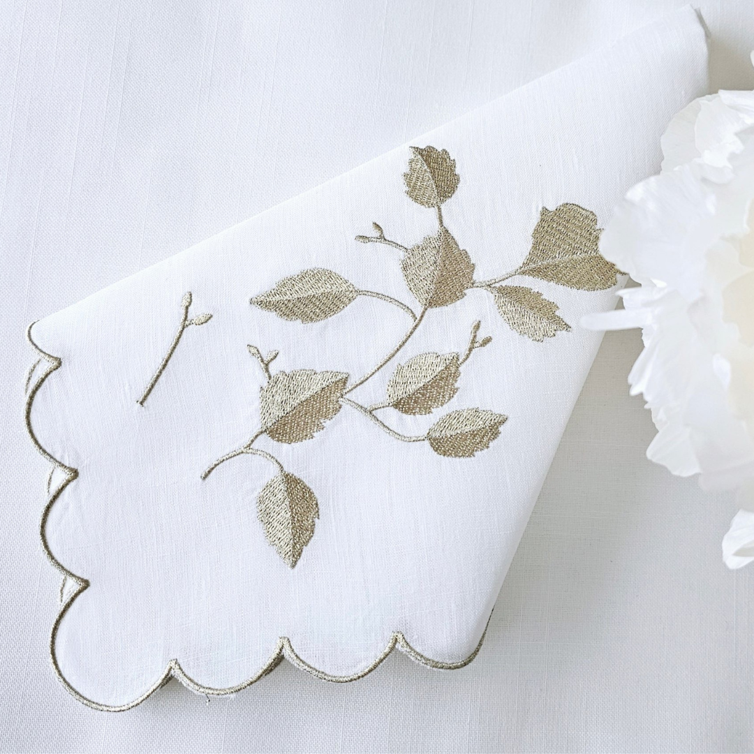 Embroidered Leaves Napkin