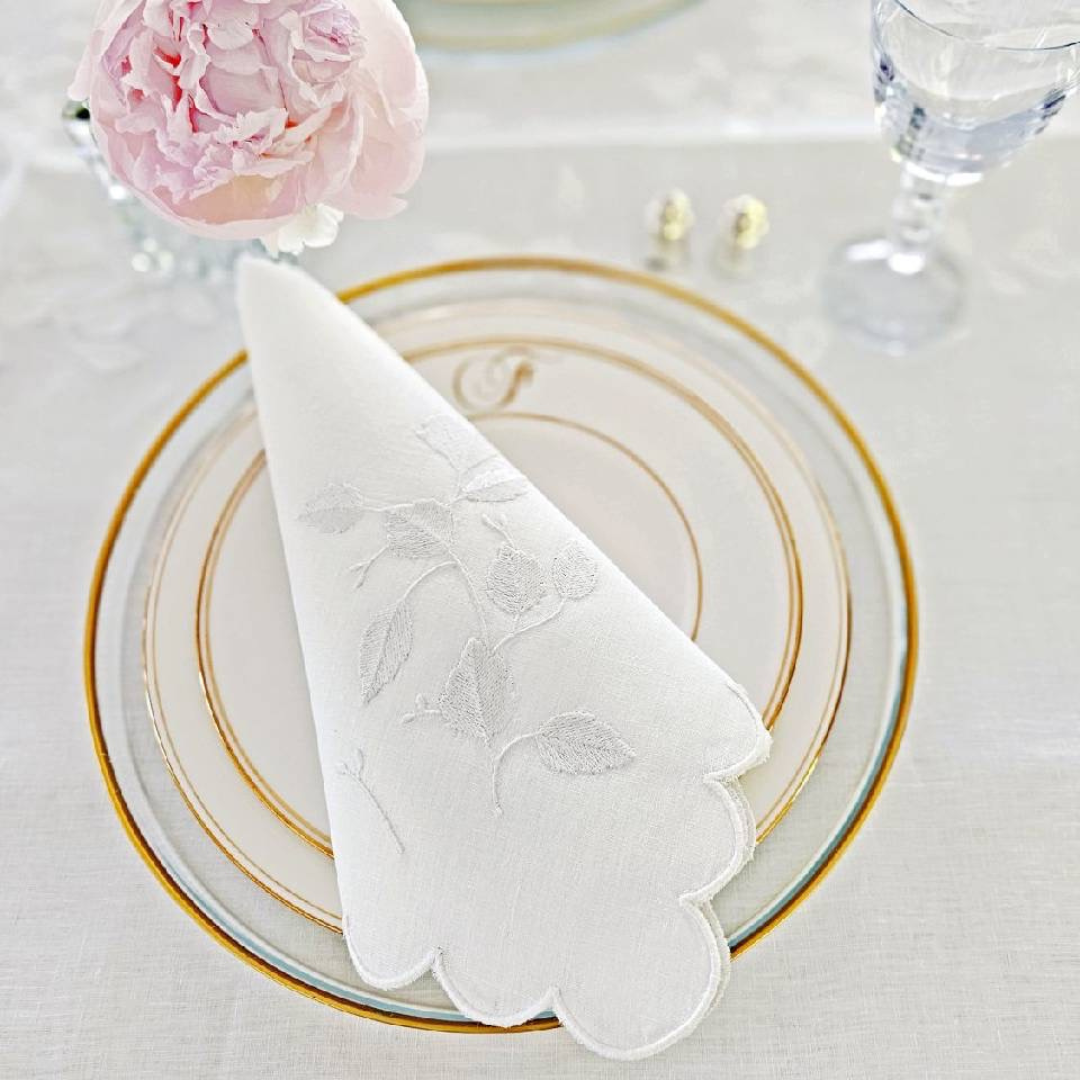 Embroidered Leaves Napkin