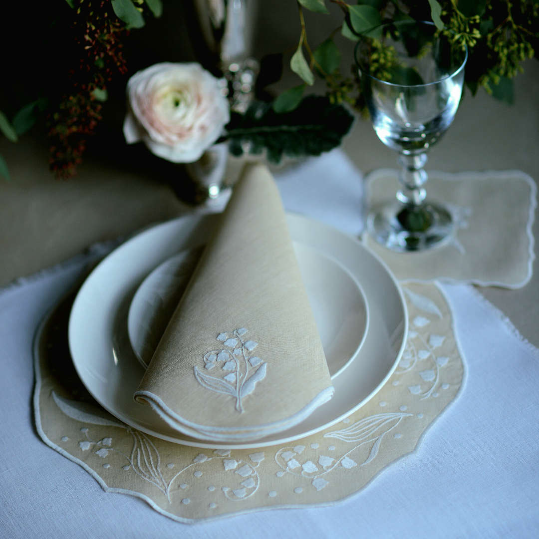 Cream Lily of the Valley Napkin