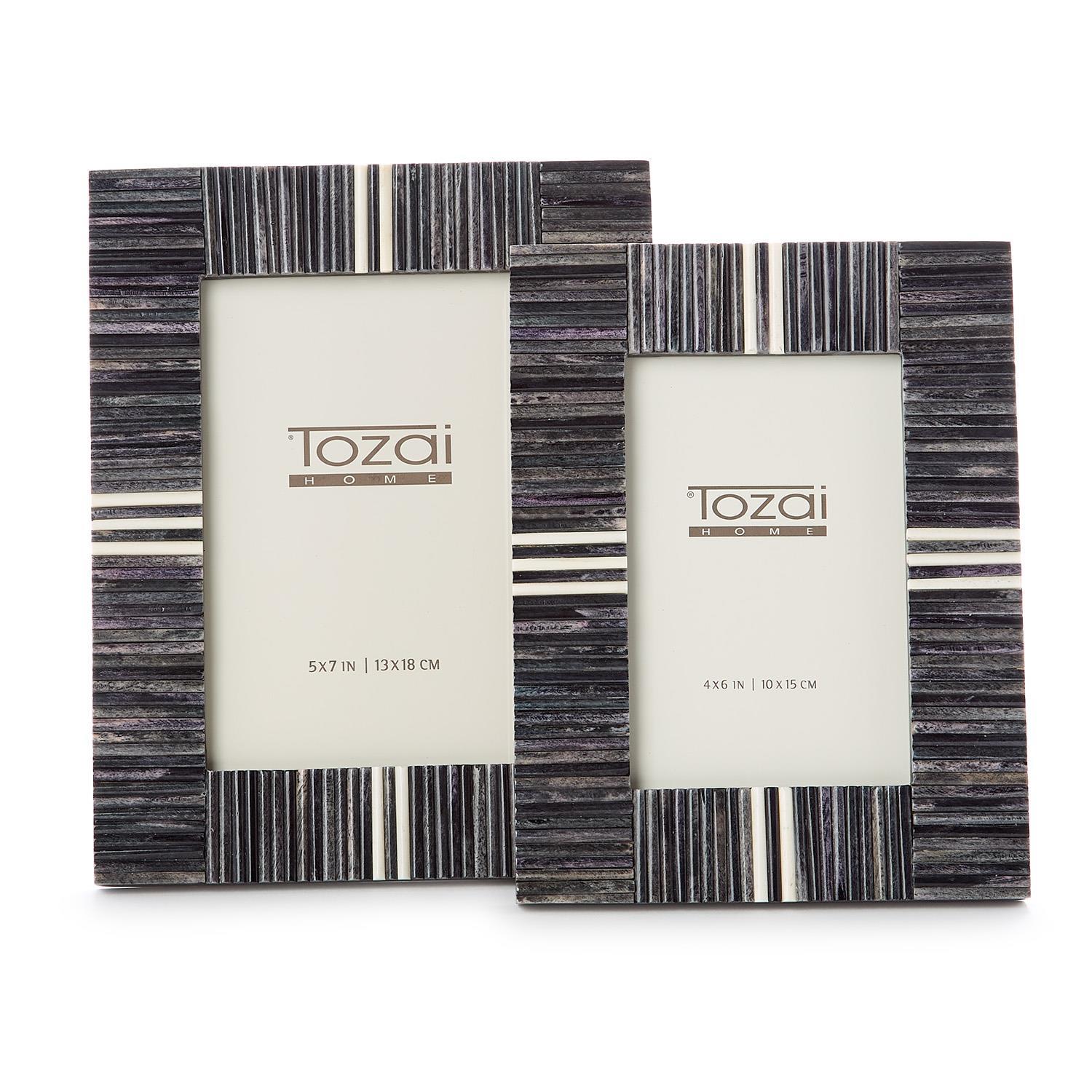 Set of 2 Stacks and Stripes Grey Photo Frame