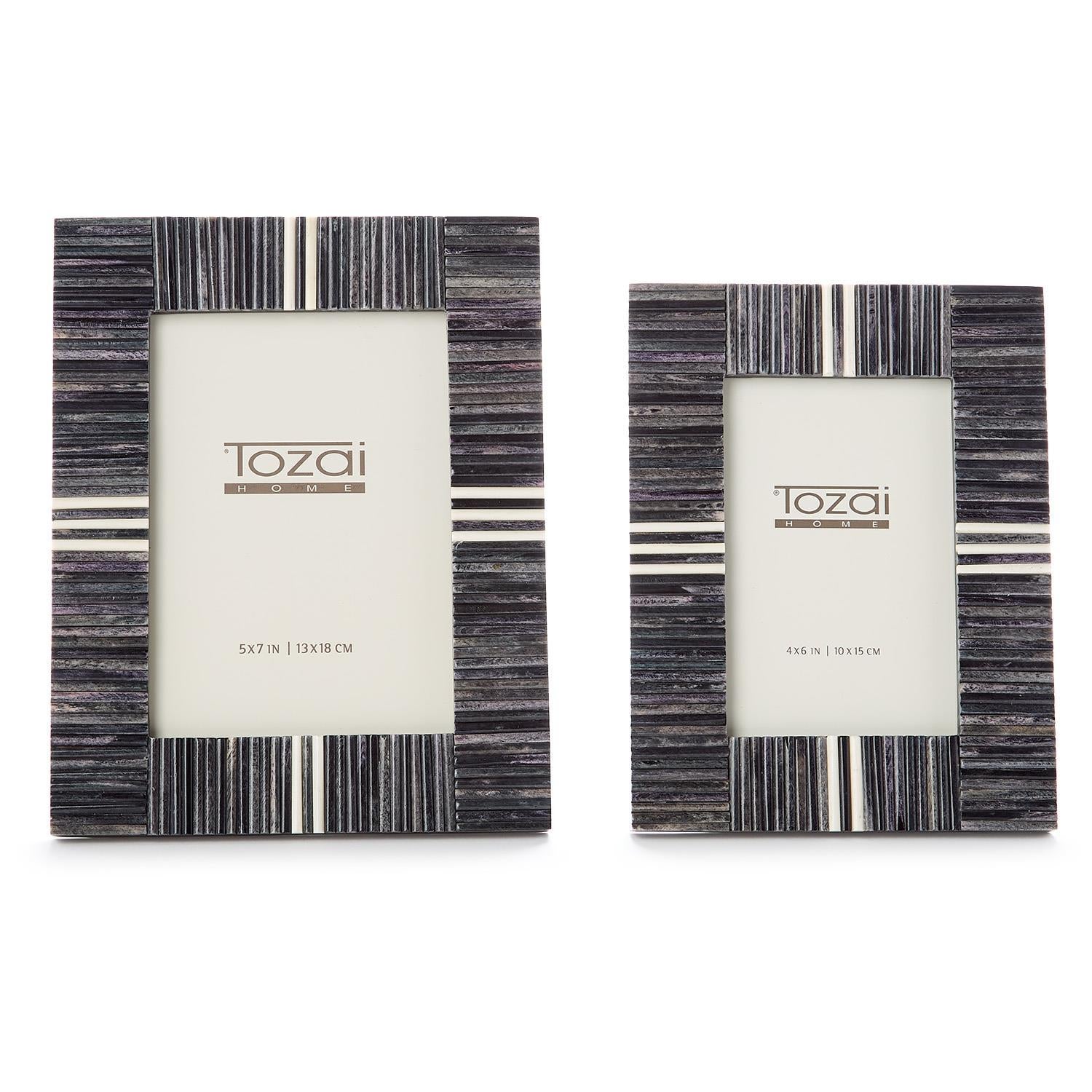 Set of 2 Stacks and Stripes Grey Photo Frame