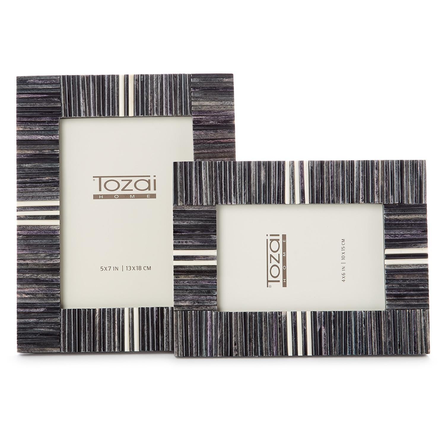 Set of 2 Stacks and Stripes Grey Photo Frame
