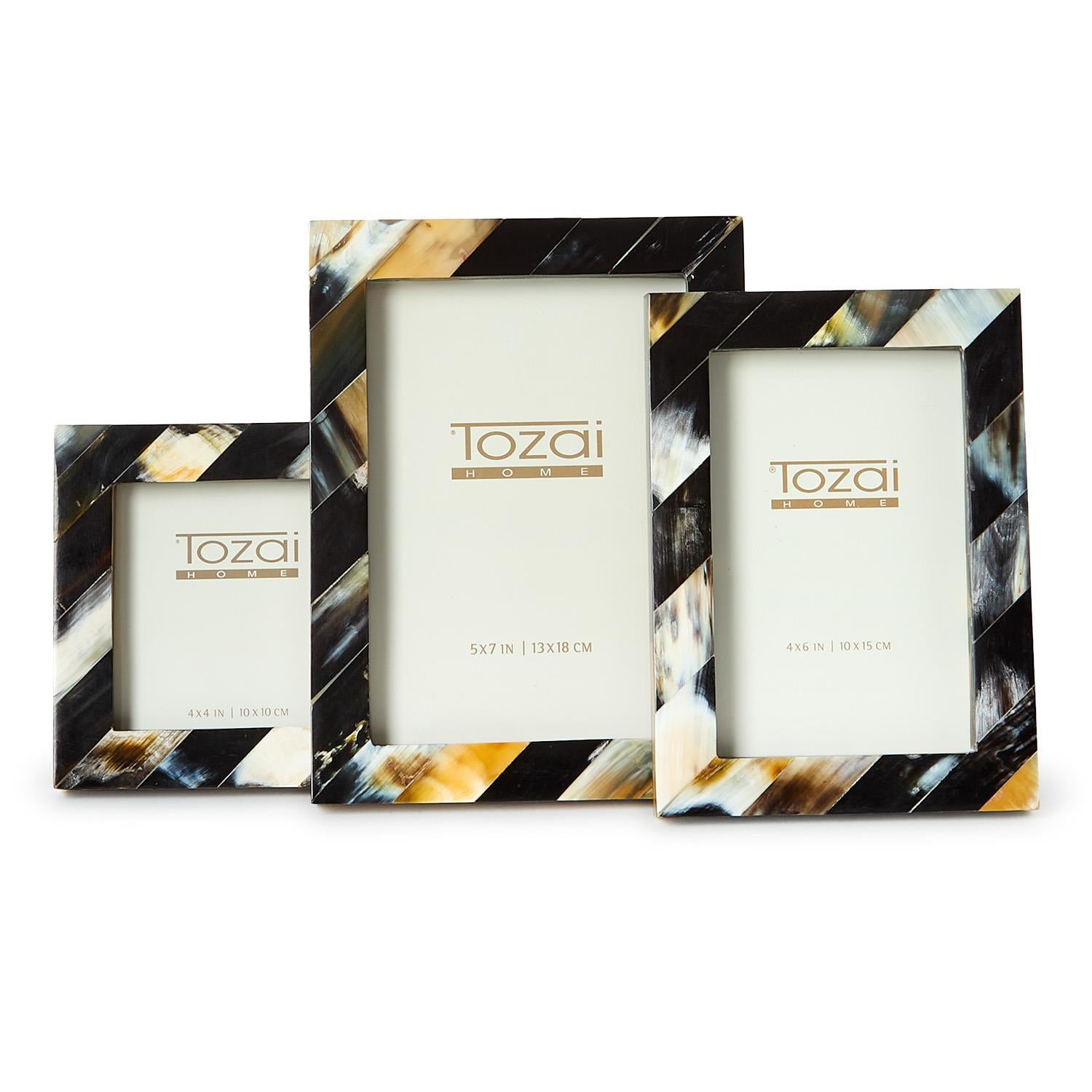 Set of 3 Savoy Black Horn Photo Frame