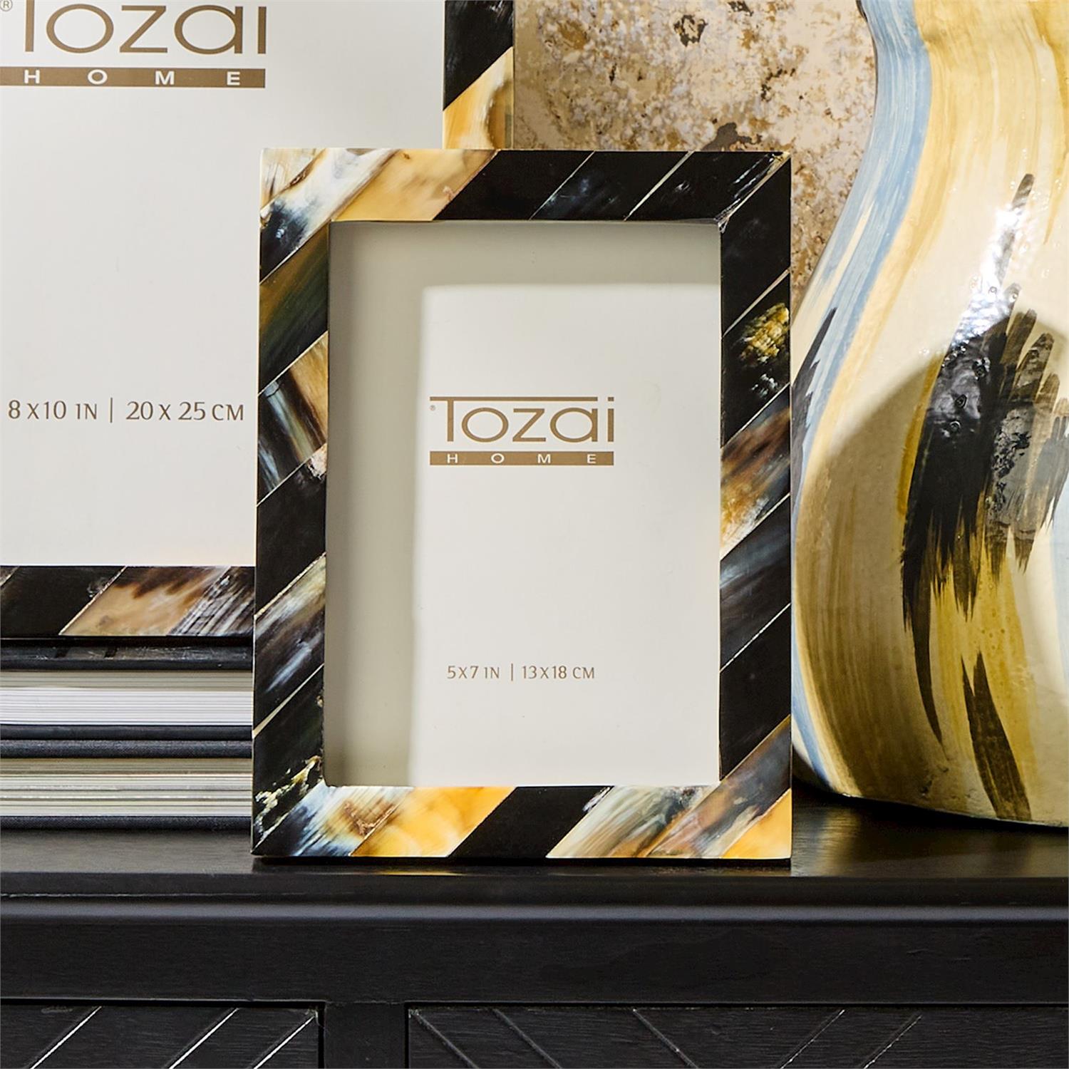 Set of 3 Savoy Black Horn Photo Frame