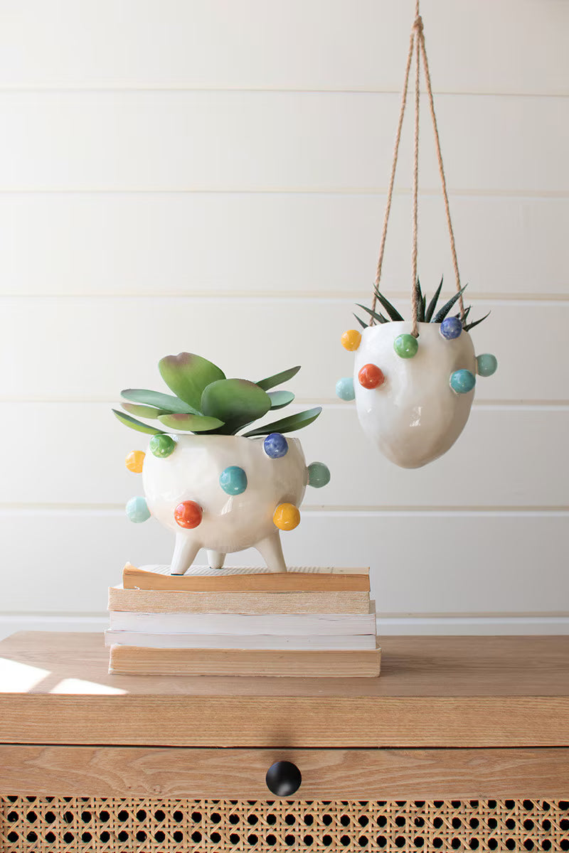 Ceramic Planter with Colorful Bubbles