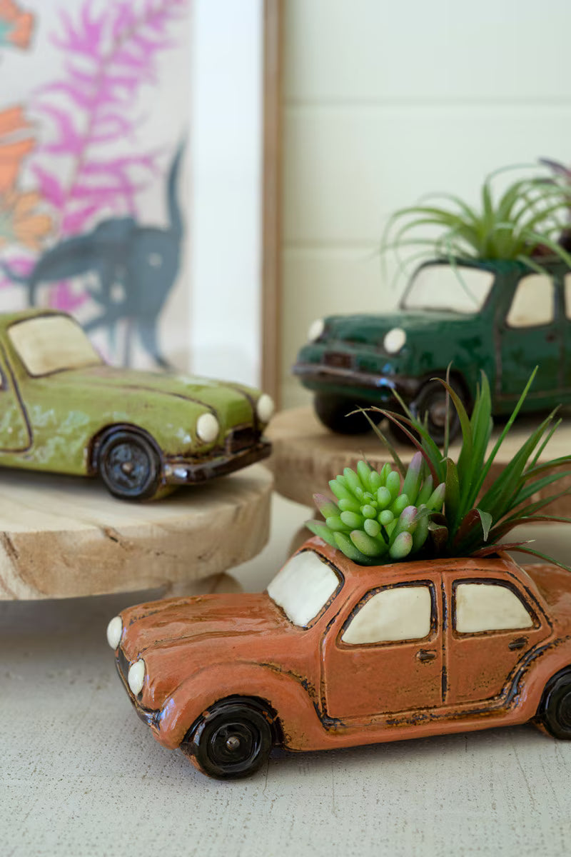 Set of 3 Ceramic Cars Planters
