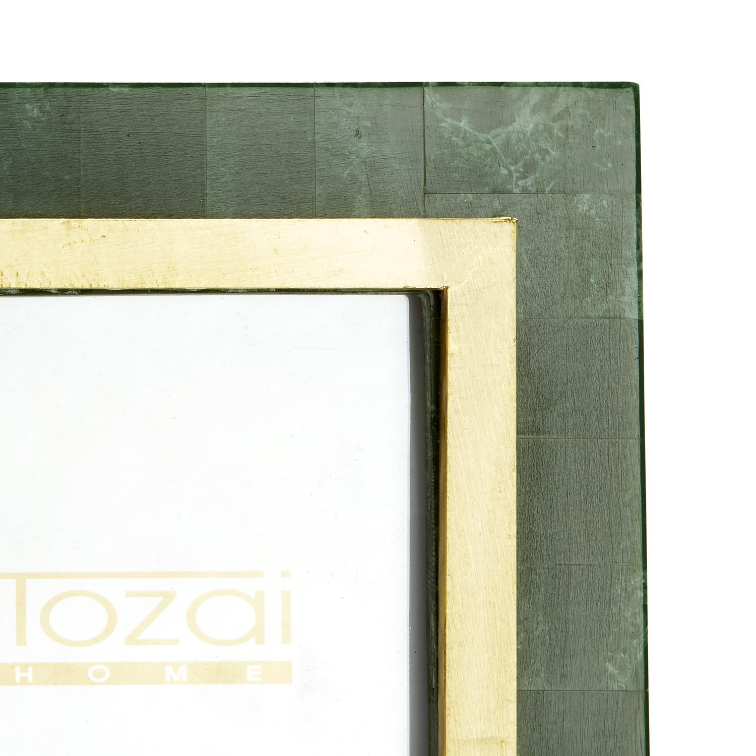 Set of 2 Aventurine Green and Gold Photo Frame