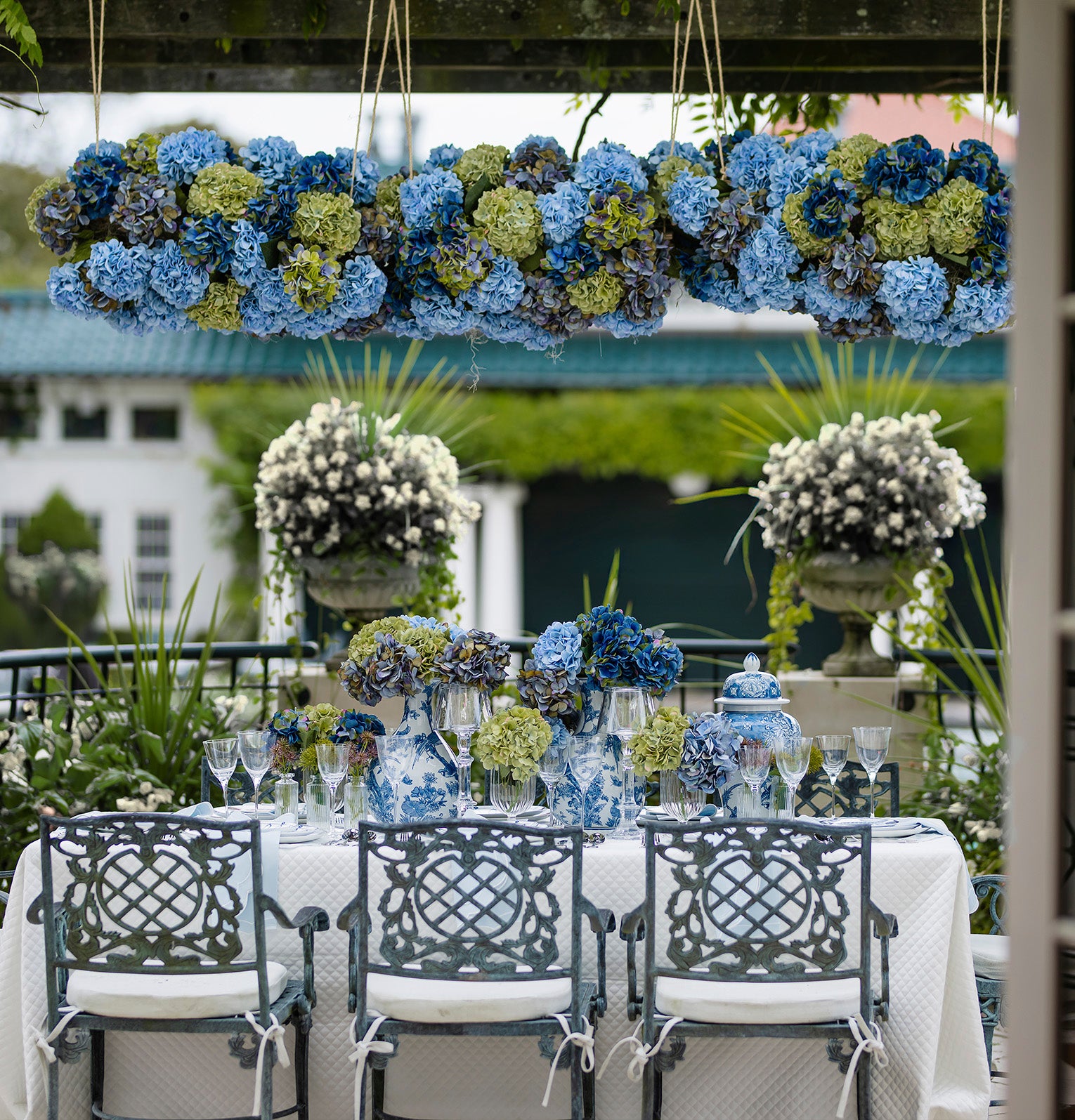DH Blue Bloom Hydrangea Chandelier