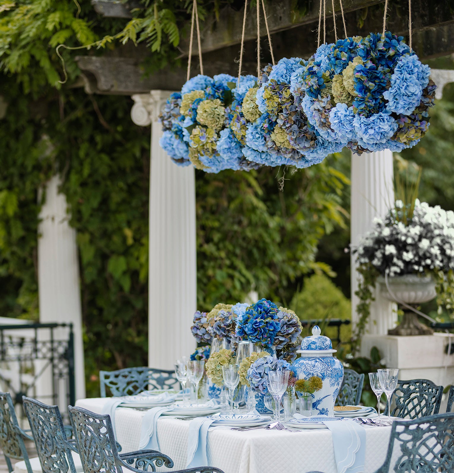 DH Blue Bloom Hydrangea Chandelier