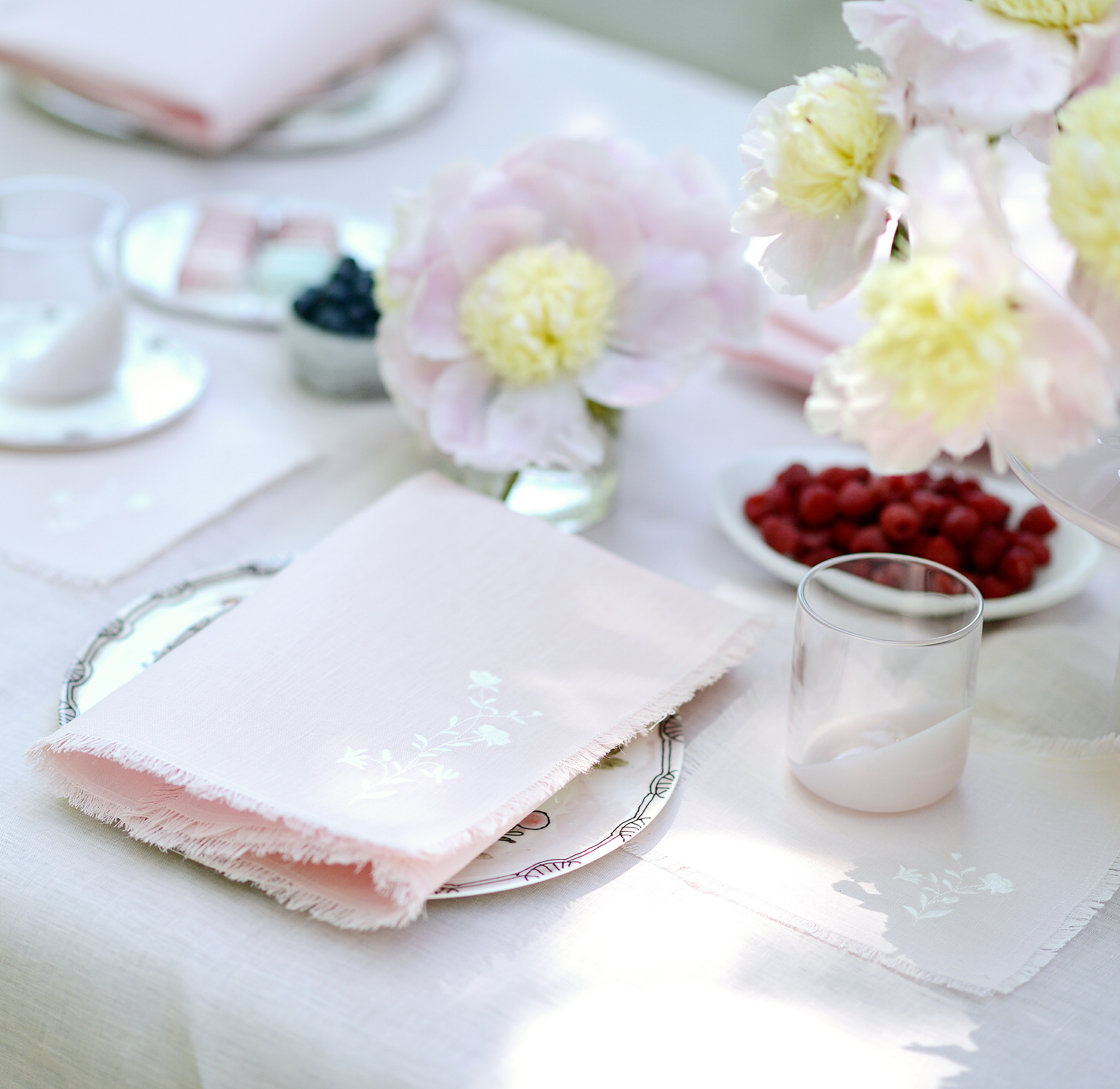 Pink Frayed Meadow Napkin