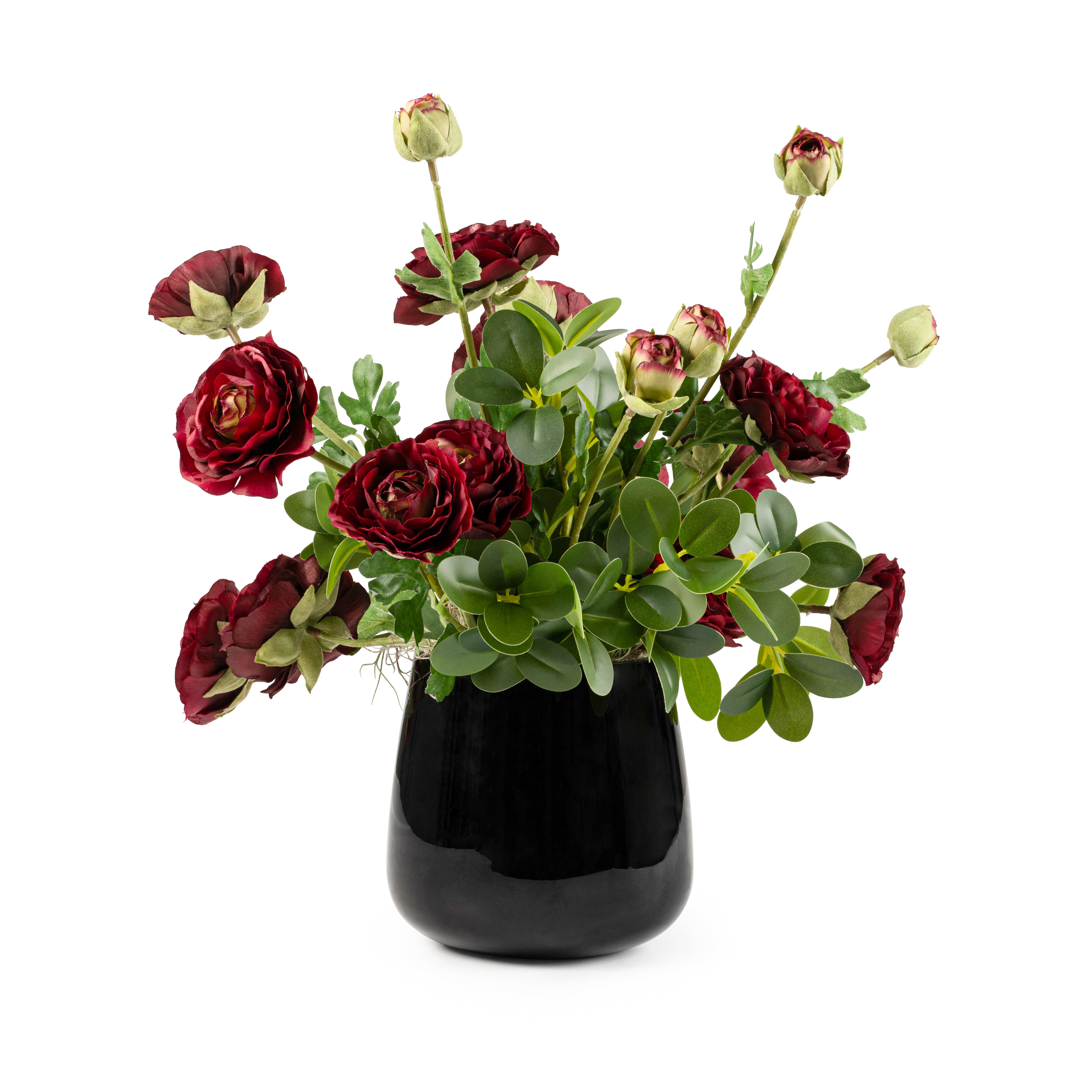 DH Wine Blossom Black Vase Arrangement