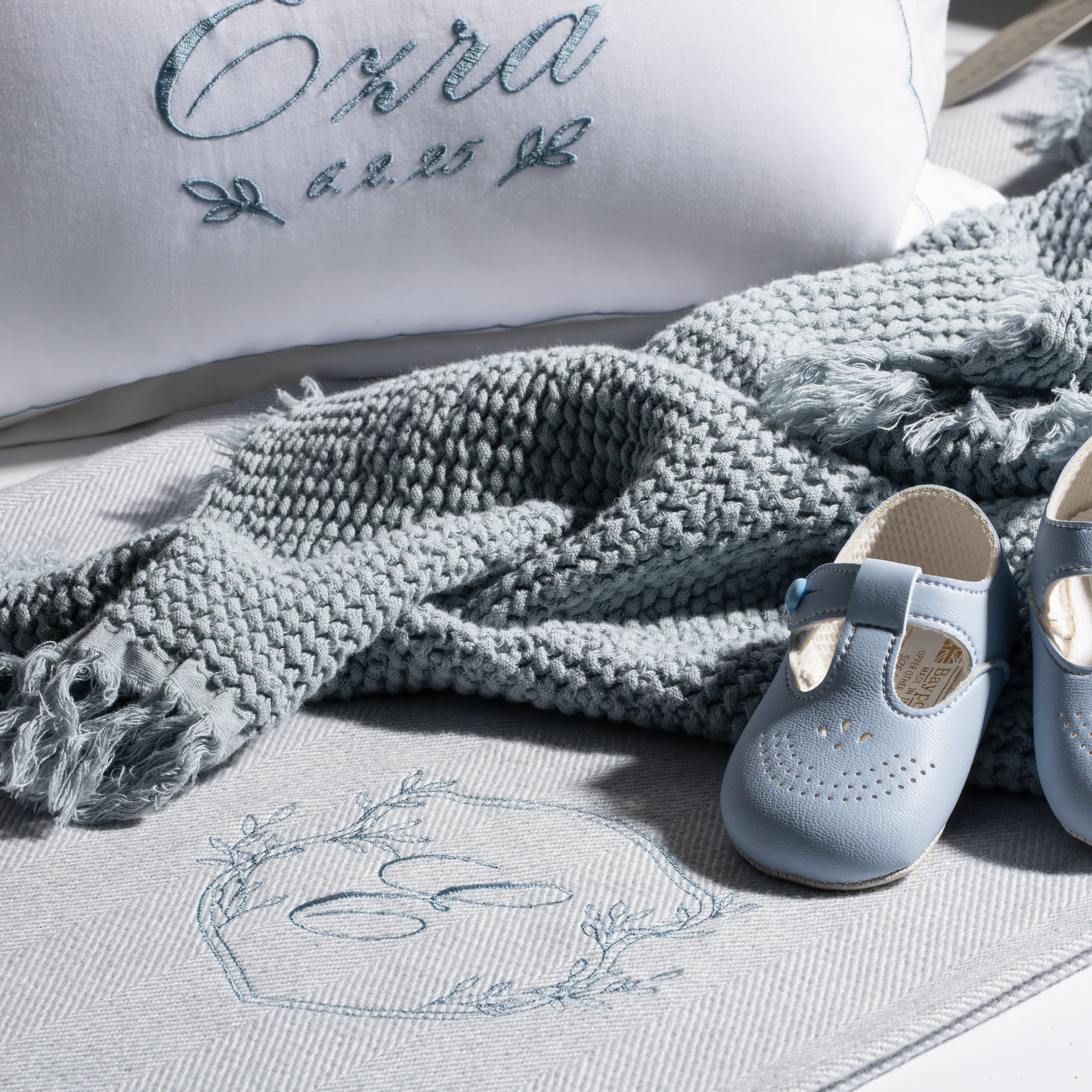 DH Waffle Muslin Blue Baby Blanket