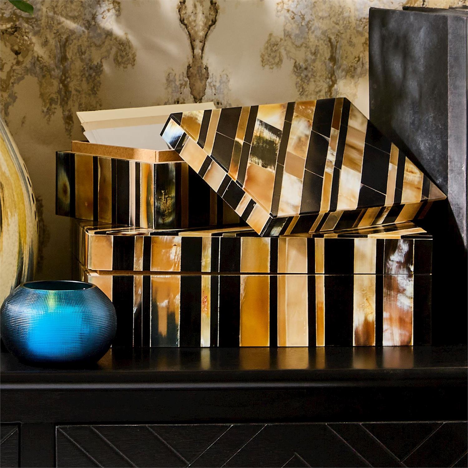 Set of 2 Stefano, Genuine Horn Covered Box