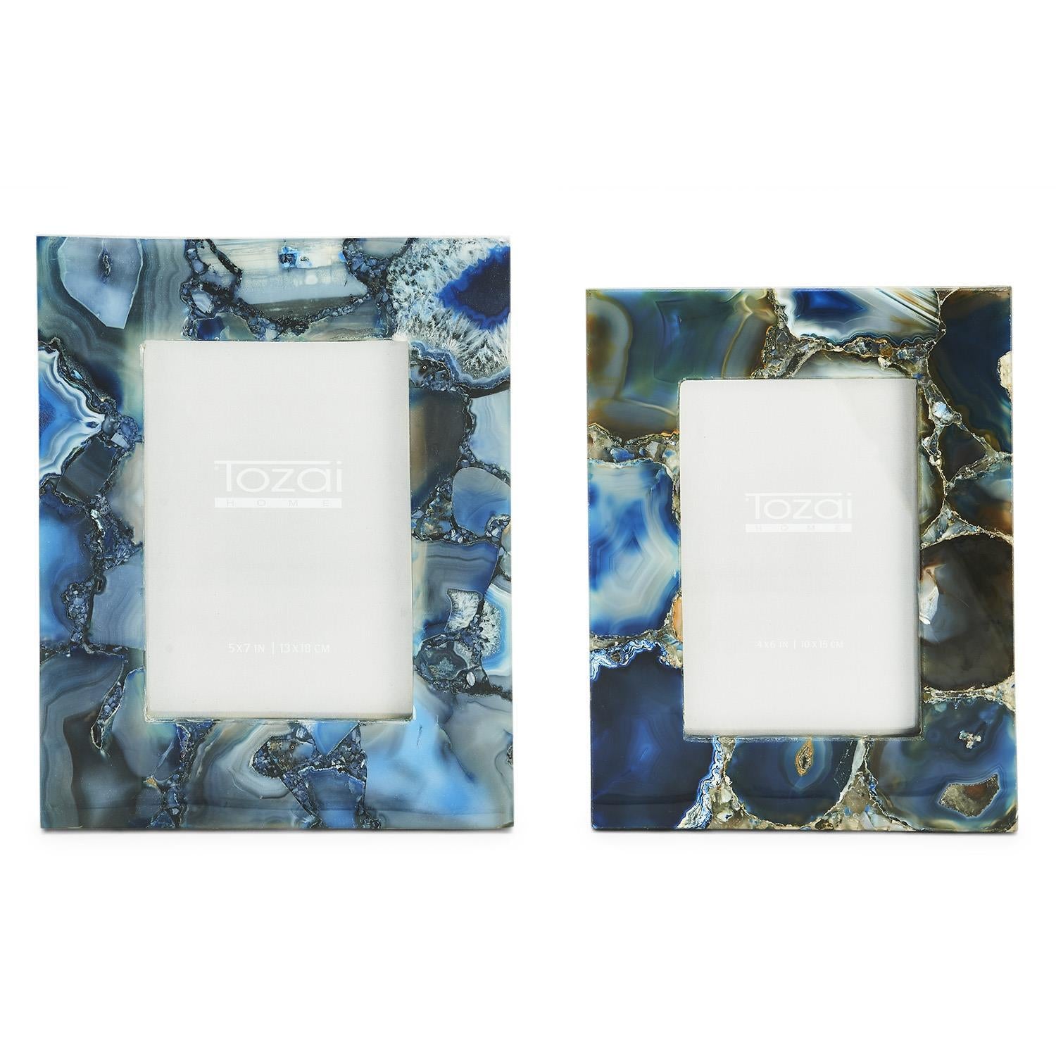 Set of 2 Genuine Blue Agate Photo Frame