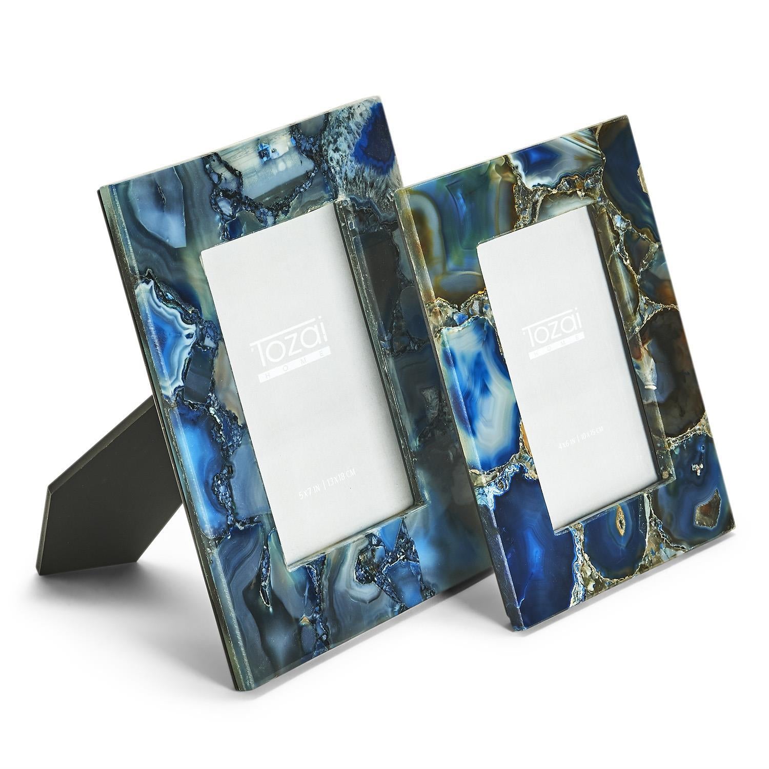 Set of 2 Genuine Blue Agate Photo Frame