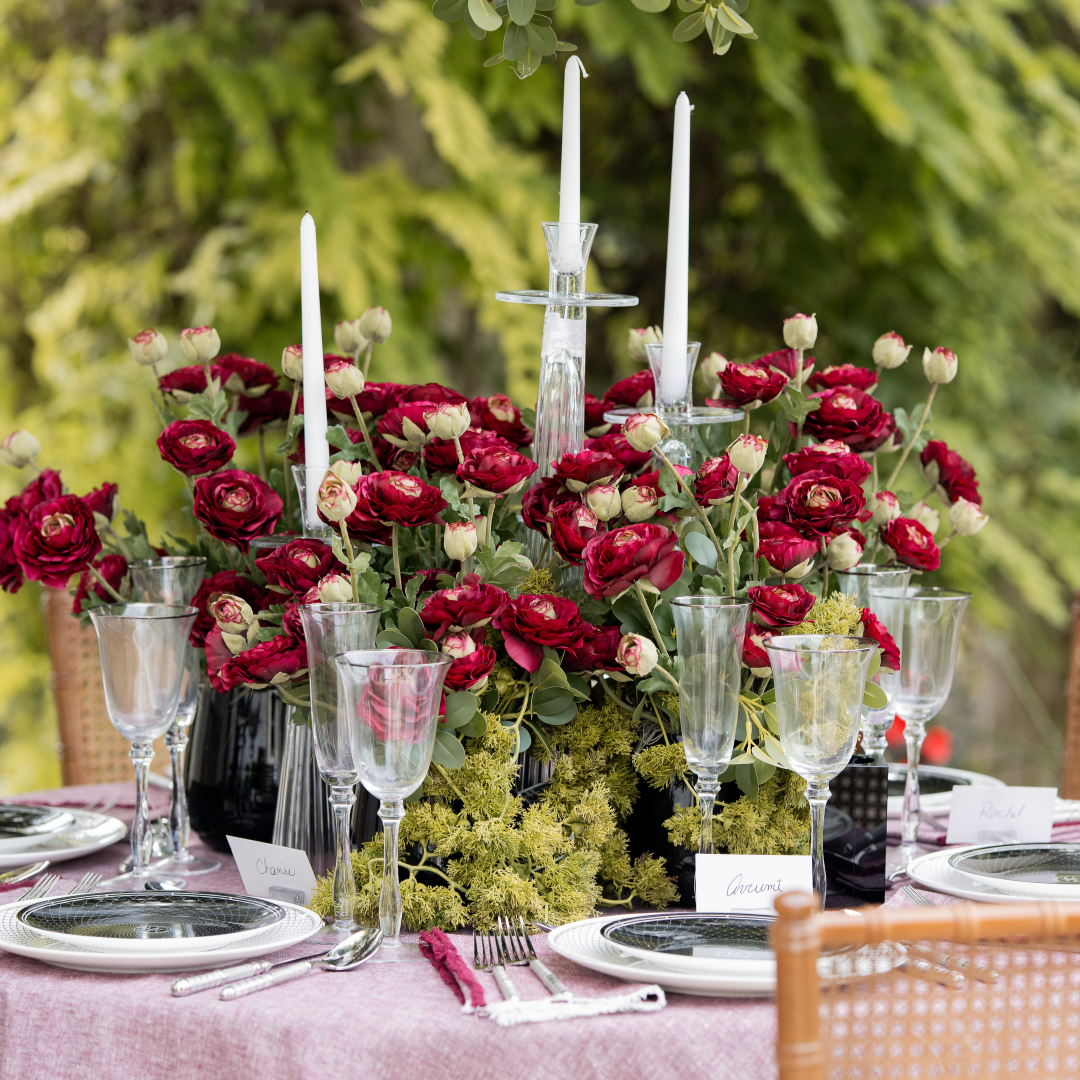 DH Wine Blossom Black Vase Arrangement