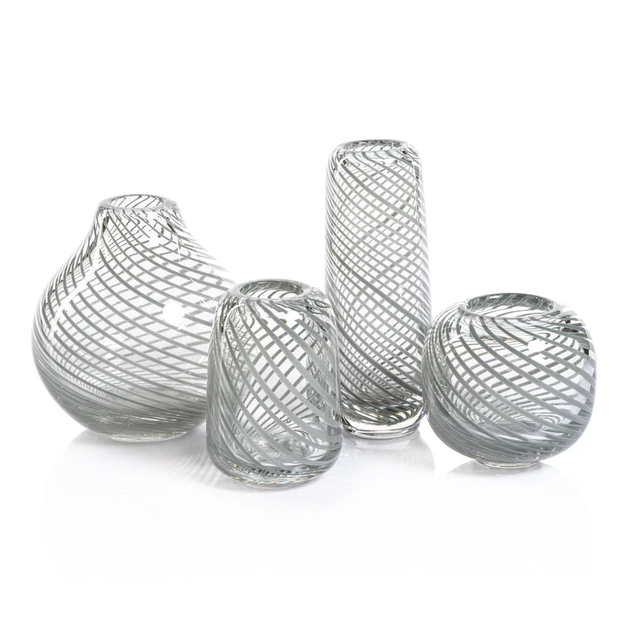 Claire Clear Bud Vase with Sea Green Swirl