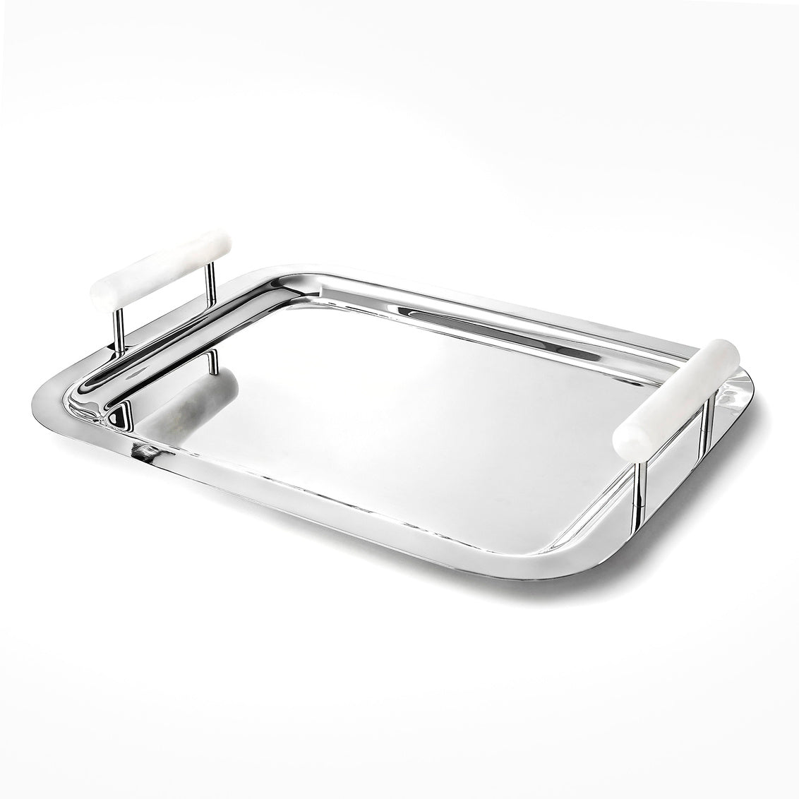 Azure Matte White Resin & Stainless Steel Tray