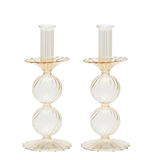 Kim Seybert Bella Champagne Short Candle Holder Set of 2
