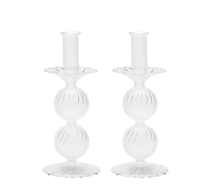 Kim Seybert Bella Clear Candelstick Set of 2