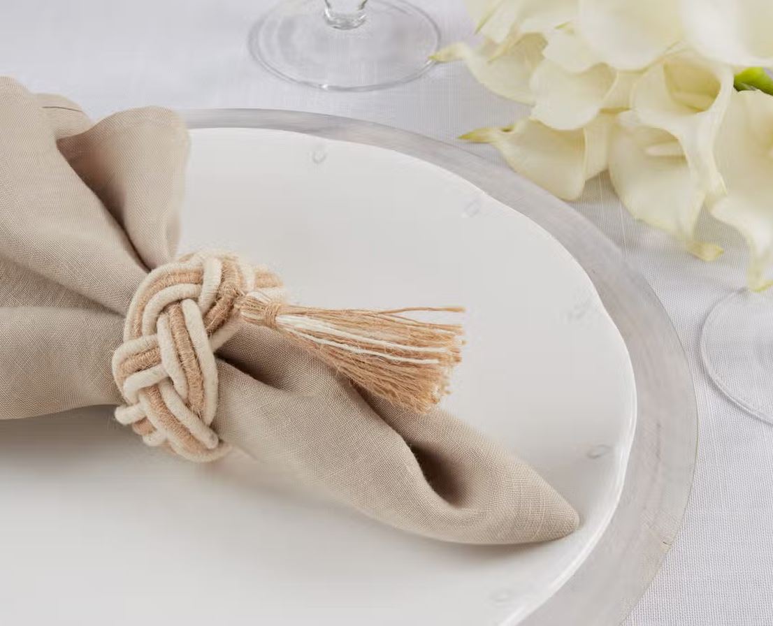 Braided Tassel Napkin Ring 4PC