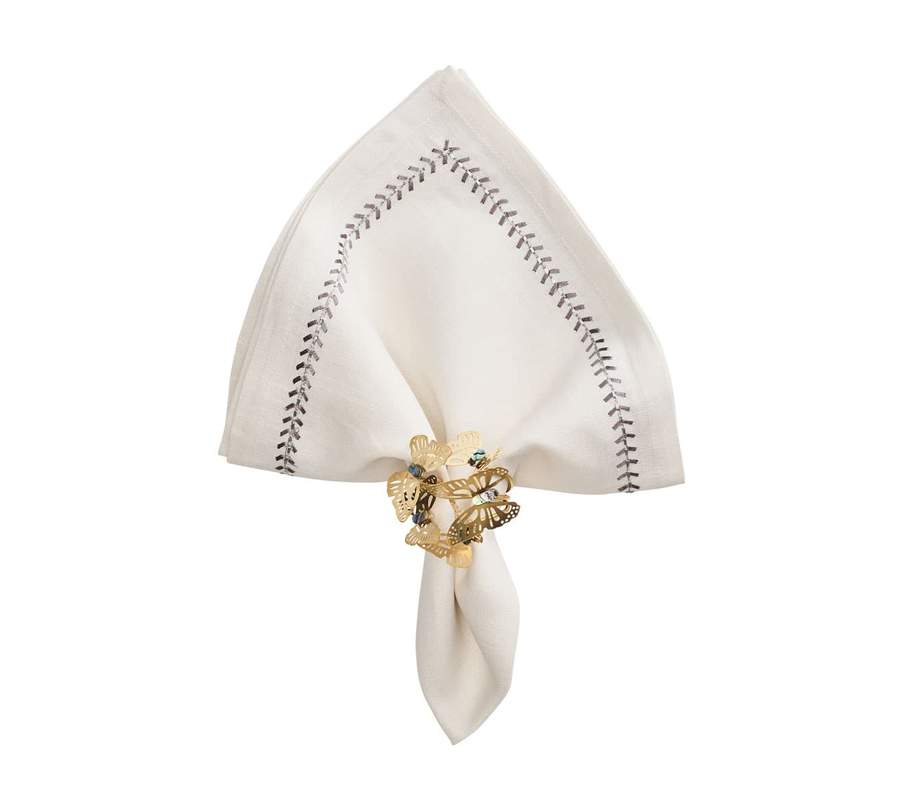 Kim Seybert Herringbone Gunmetal Napkin