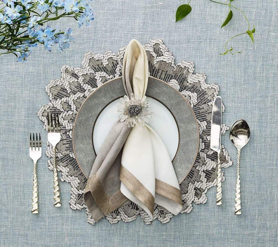 Kim Seybert Dip Dye Gray & Silver Napkin