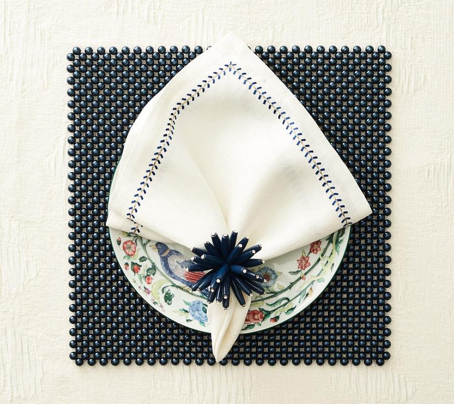 Kim Seybert Herringbone Cobalt Napkin