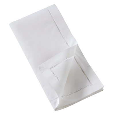 Embroidered Hollyhock Hemstitch Napkin 6 Pack