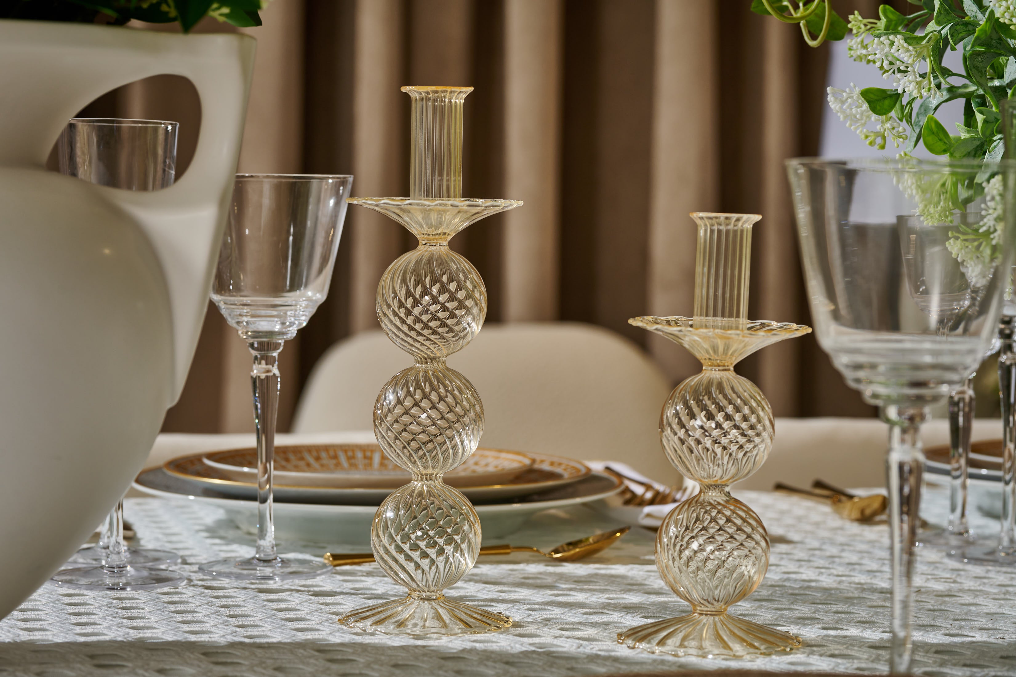 Kim Seybert Iris Champagne  Candlestick Set of 2