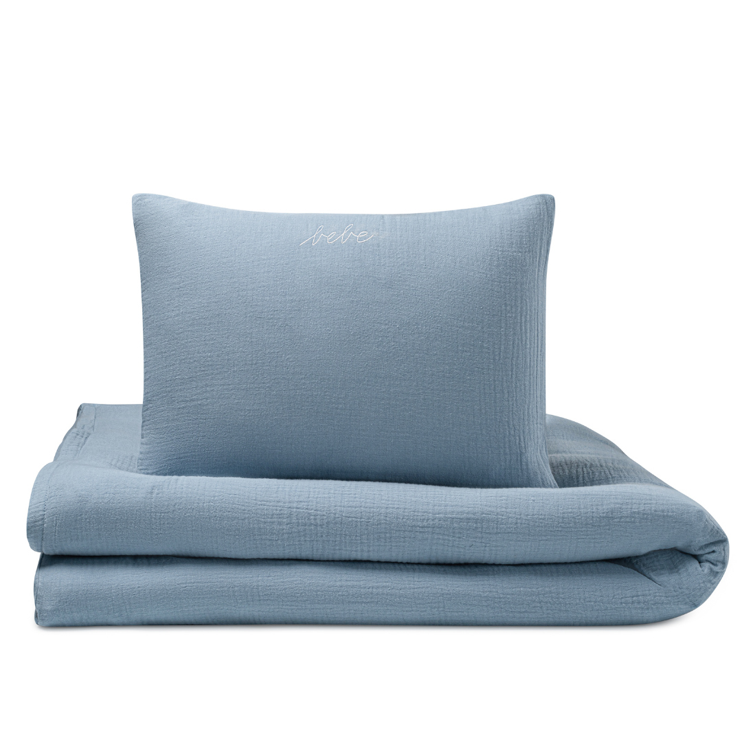 DH Gauze 3 Piece Blue Crib Set in Pouch